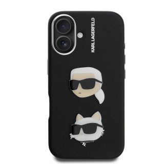 Karl Lagerfeld Grained PU K&CH Heads Case for Apple iPhone 16 (KLHCP16SPSFDHPK)
