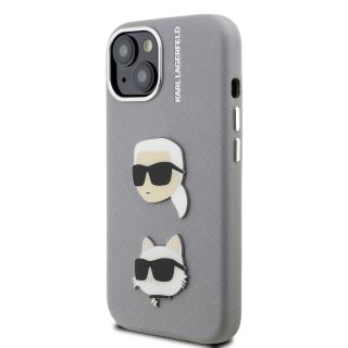 Karl Lagerfeld Grained PU K&CH Heads Case for Apple iPhone 15 (KLHCP15SPSFDHPG)