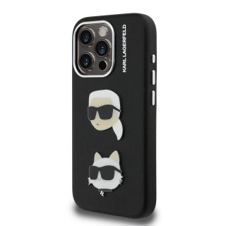 Karl Lagerfeld Grained PU K&CH Heads Case for Apple iPhone 15 Pro Max (KLHCP15XPSFDHPK)