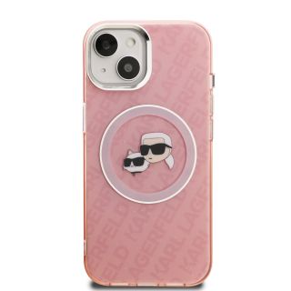 Karl Lagerfeld IML K&CH Heads Repeated Logo MagSafe Case for iPhone 15 Pink (KLHMP15SHMKBKCHP)