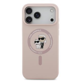 Karl Lagerfeld Liquid Silicone Karl and Choupette MagSafe Case for Apple iPhone 17 Pro Max (KLHMP17XSCMKCRHP)