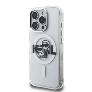Karl Lagerfeld IML Glitter Karl and Choupette Sketch MagSafe Case for Apple iPhone 16 Pro Max (KLHMP16XHGKCGKBT)