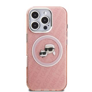 Karl Lagerfeld IML K&CH Heads Repeated Logo MagSafe Case for Apple iPhone 16 Pro (KLHMP16LHMKBKCHP)