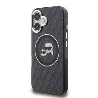 Karl Lagerfeld IML K&CH Heads Repeated Logo MagSafe Case for Apple iPhone 16 (KLHMP16SHMKBKCHK)