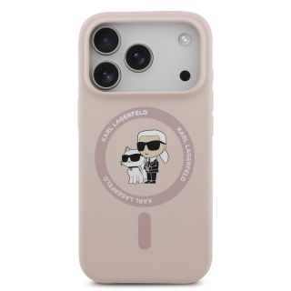 Karl Lagerfeld Liquid Silicone Karl and Choupette MagSafe Case for Apple iPhone 17 Pro (KLHMP17LSCMKCRHP)
