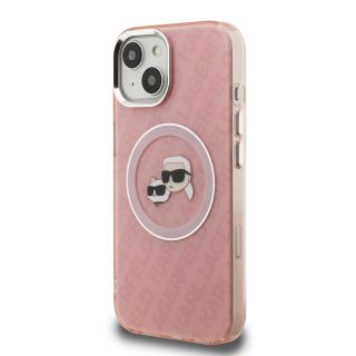 Karl Lagerfeld IML K&CH Heads Repeated Logo MagSafe Case for iPhone 15 Pink (KLHMP15SHMKBKCHP)