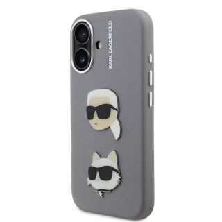 Karl Lagerfeld Grained PU K&CH Heads Case for Apple iPhone 16 (KLHCP16SPSFDHPG)