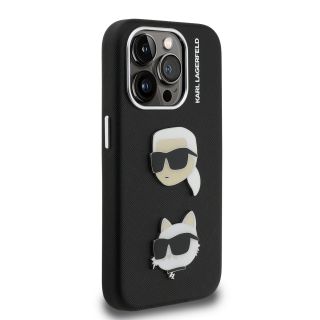 Karl Lagerfeld Grained PU K&CH Heads Case for Apple iPhone 15 Pro (KLHCP15LPSFDHPK)