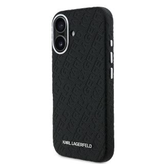 Karl Lagerfeld Grained PU Repeated Logo MagSafe Case for Apple iPhone 16 (KLHMP16SPGKLFOFK)