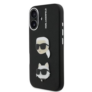 Karl Lagerfeld Grained PU K&CH Heads Case for Apple iPhone 16 (KLHCP16SPSFDHPK)