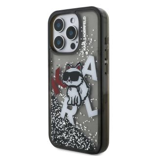 Karl Lagerfeld Liquid Glitter Scattered Choupette Case for AppleiPhone 16 Pro (KLHCP16LLCHSCTDK)