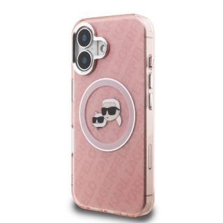Karl Lagerfeld IML K&CH Heads Repeated Logo MagSafe Case for Apple iPhone 16 (KLHMP16SHMKBKCHP)