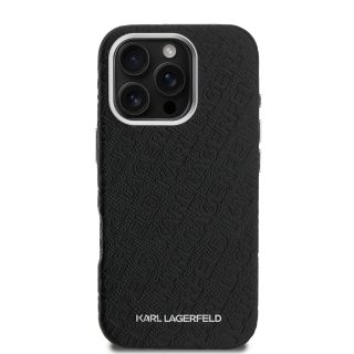 Karl Lagerfeld Grained PU Repeated Logo MagSafe Case for Apple iPhone 16 Pro Max (KLHMP16XPGKLFOFK)