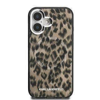Karl Lagerfeld IML Leopard MagSafe Case for Apple iPhone 16 (KLHMP16SHDLEOICW)