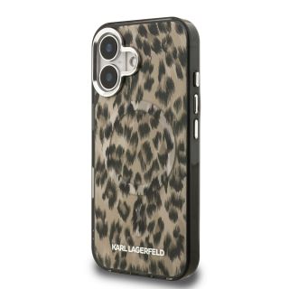Karl Lagerfeld IML Leopard MagSafe Case for Apple iPhone 16 (KLHMP16SHDLEOICW)