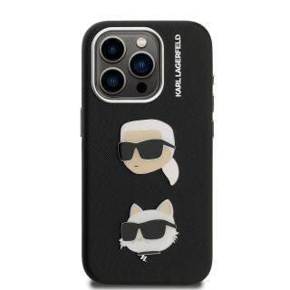 Karl Lagerfeld Grained PU K&CH Heads Case for Apple iPhone 15 Pro (KLHCP15LPSFDHPK)