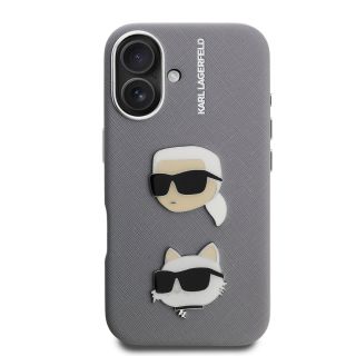 Karl Lagerfeld Grained PU K&CH Heads Case for Apple iPhone 16 (KLHCP16SPSFDHPG)