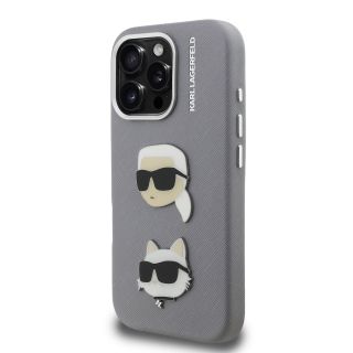 Karl Lagerfeld Grained PU K&CH Heads Case for Apple iPhone 16 Pro (KLHCP16LPSFDHPG)