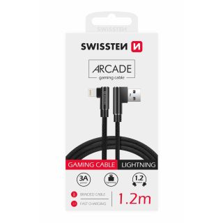 Swissten L Type Textile Universal Quick Charge 3.1 USB to Lightning Data and Charging Cable 1.2m (SW-QU-USB-LIGHT-12M-BK)