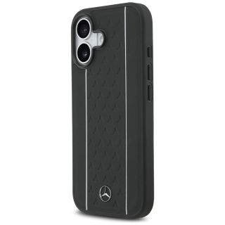 Mercedes Leather Star Pattern Stripes MagSafe Rear Cover for Apple iPhone 17 (MEHMP17S25RPSLKH)