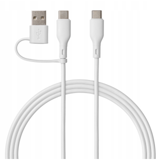Qualo QRC-CC+A-00 Cable 2in1 USB-C – USB-C / USB-A adapter / 1.5m / white (QRC-CC+A-00)