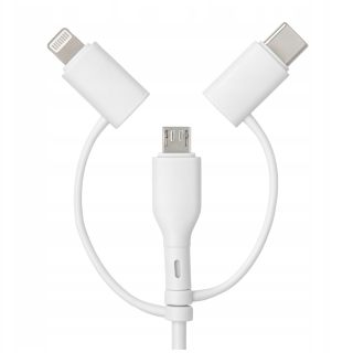 Qualo QRC-CA+M+L-00 Cable 3in1 USB-C - USB-A / microUSB + USB adapter / 1.5m / 60W / white (QRC-CA+M+L-00)