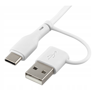 Qualo QRC-CC+A-00 Cable 2in1 USB-C – USB-C / USB-A adapter / 1.5m / white (QRC-CC+A-00)