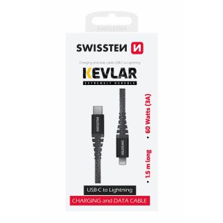 Swissten Kevlar Data Cable USB-C / Lightning 1.5m / 60w (71544010)