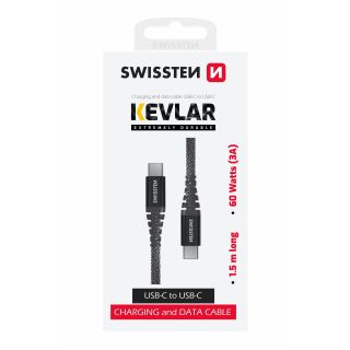 Swissten Kevlar 60W Data Cable USB-C - USB-C 1.5m (71542010)