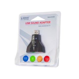 Savio AK-08 Sound Card USB / 7.1 / Adjustable Volume / Microphone (AK-08)