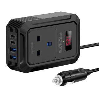 Promate Inverto-200W Car inverter DC-AC 11-17V 200W / USB-C PD65W (INVERTO200W)
