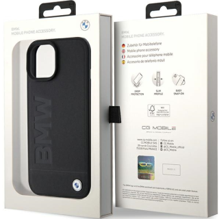 BMW Leather Hot Stamp Case for Apple iPhone 15 Plus (BMHCP15MSLLBK)