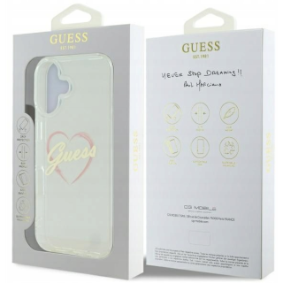 Guess IML Heart Back Case for Apple iPhone 16 Plus (GUHCP16MHCHGSPT)