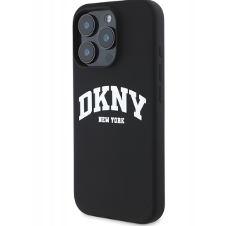 DKNY Silicone White Printed Logo MagSafe Back Case for iPhone 16 Pro (DKHMP16LSNYACH)