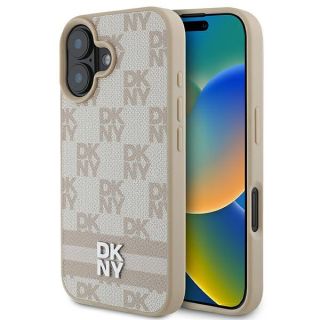 DKNY Checkered Pattern & Printed Stripes Back Case for Apple iPhone 16 (DKHCP16SPCPTSSP)
