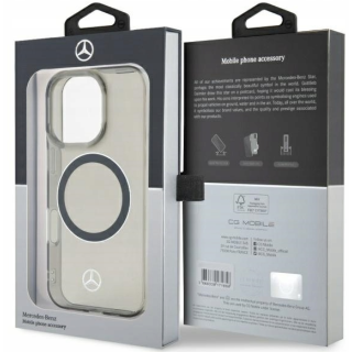 Mercedes Silver Ring MagSafe Back Case for Apple iPhone 16 Pro Max (MEHMP16X23HUOSK)