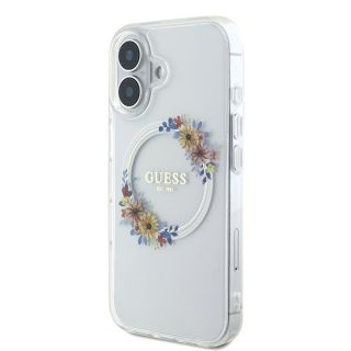 Guess IML Flowers Wreath MagSafe Case for Apple iPhone 16 Plus (GUHMP16MHFWFCT)