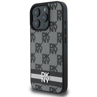DKNY Checkered Pattern & Printed Stripes Back Case for Apple iPhone 16 Pro Max (DKHCP16XPCPTSSK)