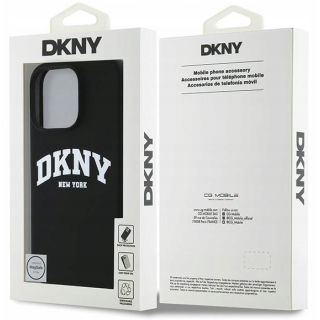 DKNY Silicone White Printed Logo MagSafe Back Case for iPhone 16 Pro (DKHMP16LSNYACH)