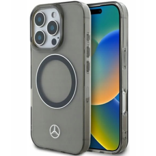 Mercedes Silver Ring MagSafe Back Case for Apple iPhone 16 Pro Max (MEHMP16X23HUOSK)