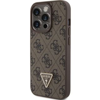 Guess PU Leather 4G Triangle Strass Case for iPhone 15 Pro (GUHCP15LP4TDPW)