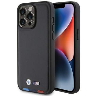 BMW Leather Stamp Tricolor Back Case for Apple iPhone 15 Pro Max (BMHCP15X22PTDK)