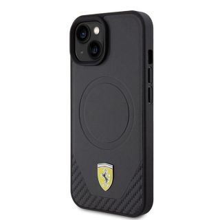 Ferrari Carbon Metal Logo MagSafe Back Case for Apple iPhone 15 (FEHMP15SPTEK)