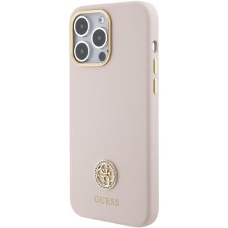Guess Silicone Logo Strass 4G Back Case for Apple iPhone 15 Pro Max (GUHCP15XM4DGPP)