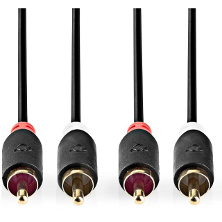 Nedis Aux Audio Cable 2x RCA -> 2 x RCA 10m Black (CABW24200AT100)