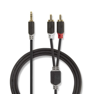 Nedis Audio Cable 3.5 mm -> 2x RCA 2m Black (CABW22200AT20)