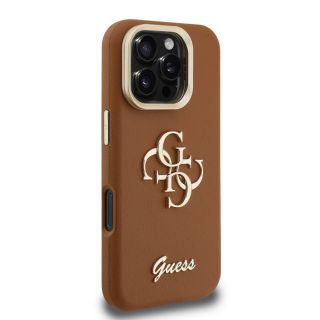 Guess PU Grained 4G Logo Stand Camera Frame Case for Apple iPhone 16 Pro (GUHCP16LPCS4GSW)
