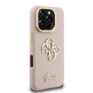 Guess PU Grained 4G Logo Stand Camera Frame Case for Apple iPhone 16 Pro Max (GUHCP16XPCS4GSP)