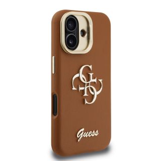 Guess PU Grained 4G Logo Stand Camera Frame Case for Apple iPhone 16 (GUHCP16SPCS4GSW)