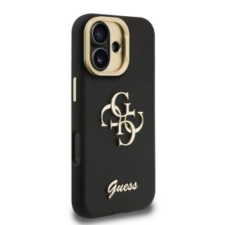 Guess PU Grained 4G Logo Stand Camera Frame Case for Apple iPhone 16 (GUHCP16SPCS4GSK)